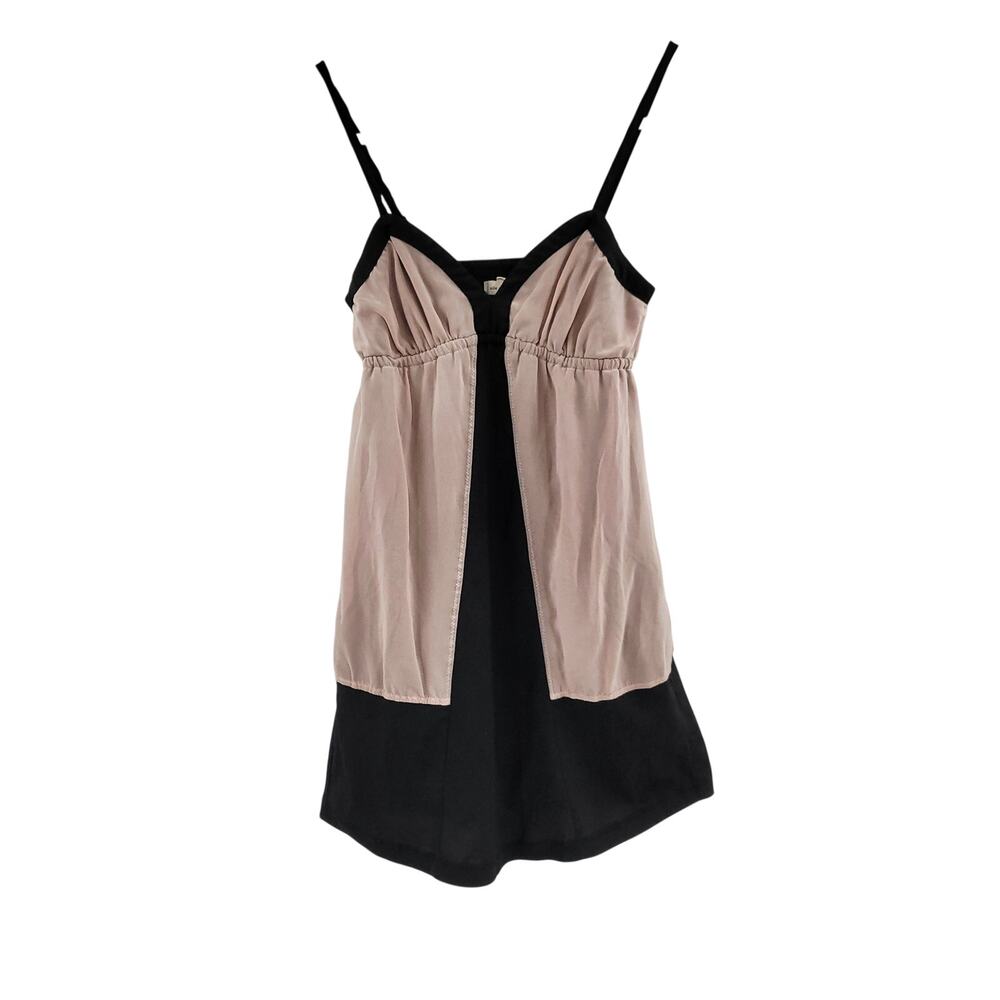 Silence + Noise Black Beige Empire Waist Babydoll Dress Strappy Cami Women's XS